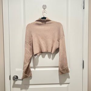 ZARA HIGH NECK MOCK NECK SWEATER IN BEIGE PINK, SIZE: SMALL. CONDITION: GREAT